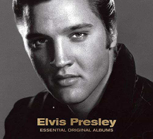 Black and white portrait of Elvis Presley with album title text.