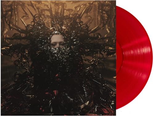 Red vinyl record with album cover featuring a person obscured by dark tendrils.