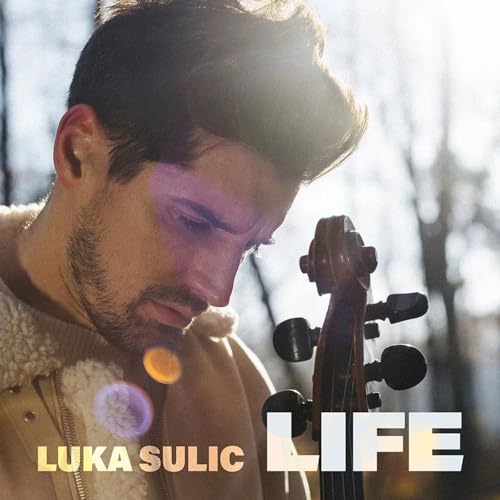 Close-up of Luka Sulic with a violin, album cover for “Life”.