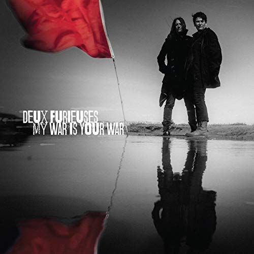 Deux Furieuses album cover: two people and a waving red flag.