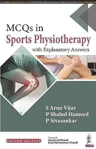 Book cover: “MCQs in Sports Physiotherapy” with image of a knee injury.