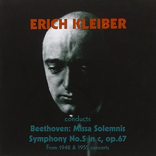 Black and white portrait of conductor Erich Kleiber with text details.
