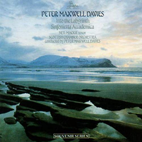 CD cover for Peter Maxwell Davies’ “Into the Labyrinth” with coastal landscape.