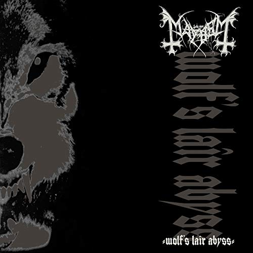 CD cover: Wolf’s head and black metal band logo, dark aesthetic.