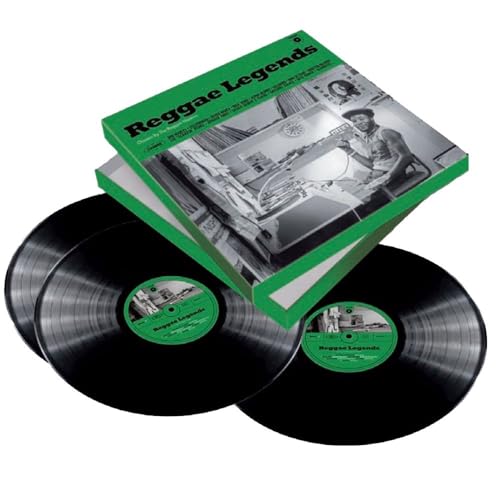 Green Reggae Legends vinyl box set with two black vinyl records on white background.