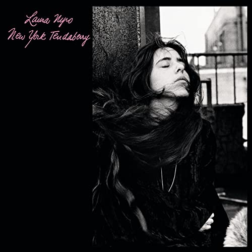 Black and white album cover featuring Laura Nyro with flowing hair.
