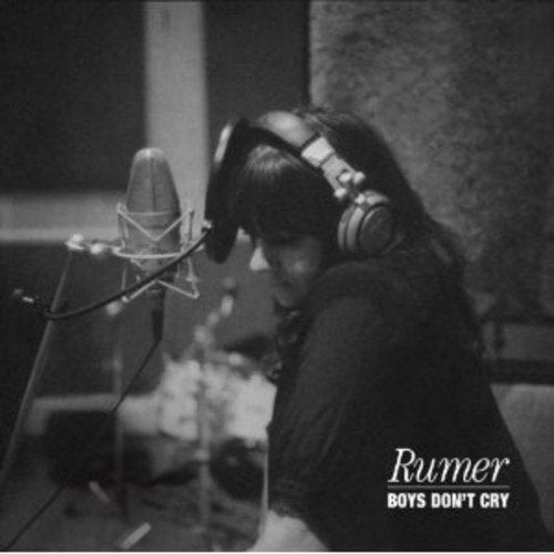 Black and white CD cover featuring a woman with headphones at a microphone.