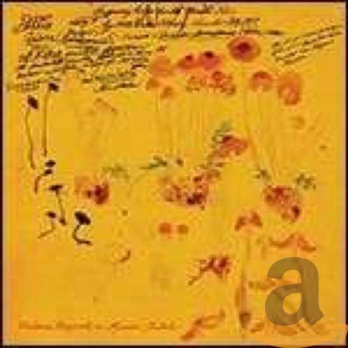 Yellow CD cover with abstract floral calligraphy and a lowercase "a".