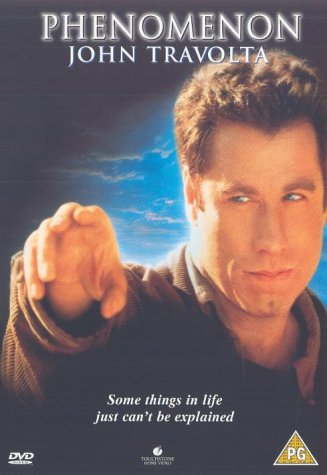 DVD cover for "Phenomenon" starring John Travolta, close-up portrait.