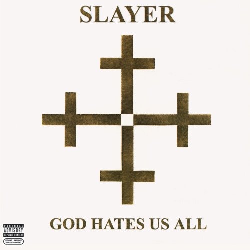 Slayer album cover: four brown crosses on a beige background.