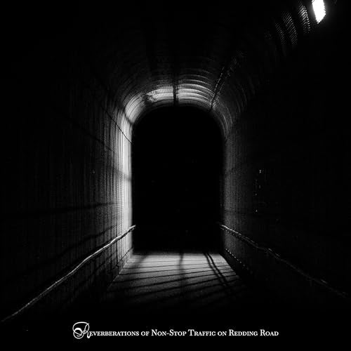 Black and white tunnel view with text: "Reverberations of Non-Stop Traffic.