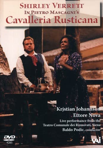 DVD cover for Mascagni’s *Cavalleria Rusticana* opera featuring two singers.