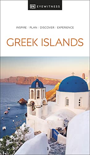 Colorful travel guide book with Greek Islands photography and illustrations on the cover.