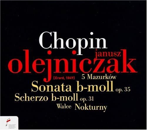 CD cover with bold text: Chopin and Olejniczak, piano music.