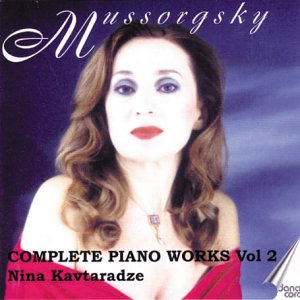 CD cover featuring a portrait of pianist Nina Kavtaradze, with text.