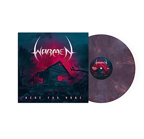 Warmen album cover and marbled purple vinyl record against white background.