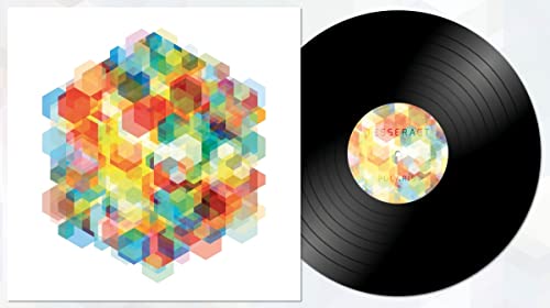 Vinyl record and album cover featuring a colorful, geometric hexagonal mosaic pattern.