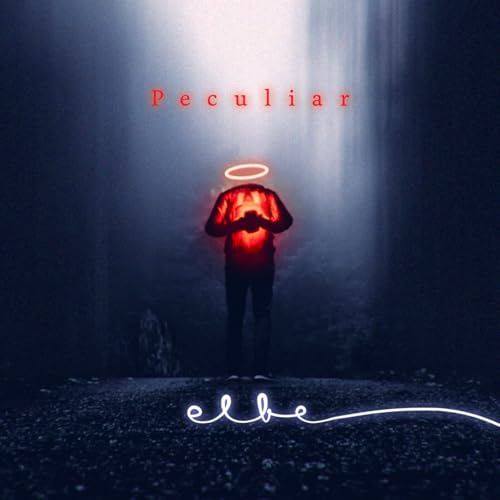 Figure with halo stands in darkness, album cover for Elbe - Peculiar.