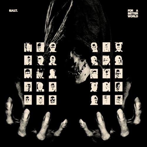 Black and white album cover with a distorted face in hands.