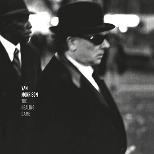 Black and white album cover featuring Van Morrison in a hat and sunglasses.
