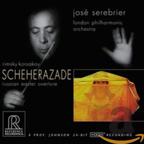 CD cover: conductor José Serebrier, “Scheherazade” title, and tent image.