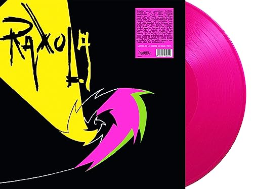 Raxola vinyl record: album cover with pink and yellow design, pink disc.