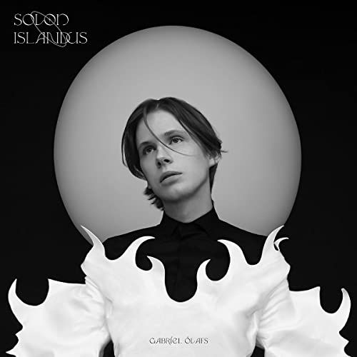 Black and white album cover featuring a man with flame-shaped collar.