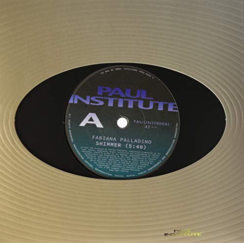 Black and teal vinyl record label with white text: "Fabiana Palladino - Shimmer".