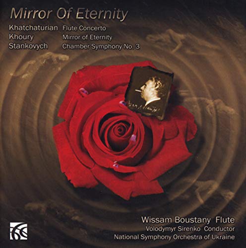 CD cover: red rose with a portrait, orchestral music details below.