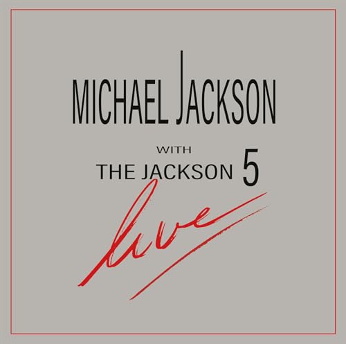 Album cover for Michael Jackson with The Jackson 5 Live, gray background.