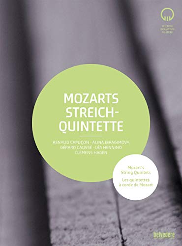 DVD cover for Mozart's string quintets with green circle and text.