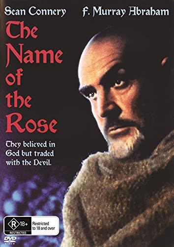 DVD cover for "The Name of the Rose" featuring a monk’s portrait.