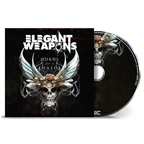 Elegant Weapons Horns for a Halo CD featuring a skull with wings and flowers.