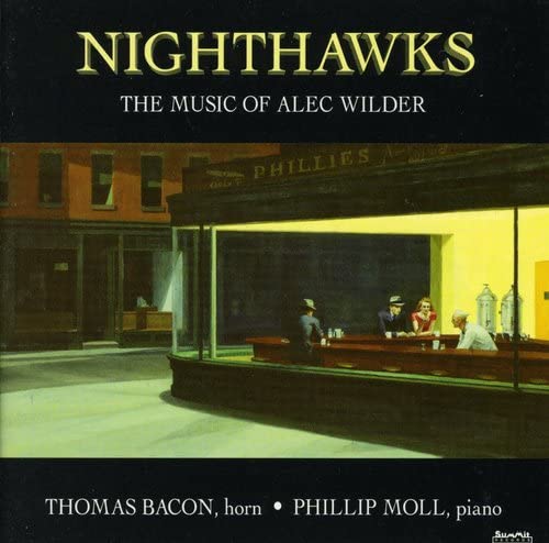 CD cover for “Nighthawks” featuring a diner scene and text details.