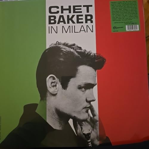 Chet Baker album cover with a black and white portrait and red/green sides.