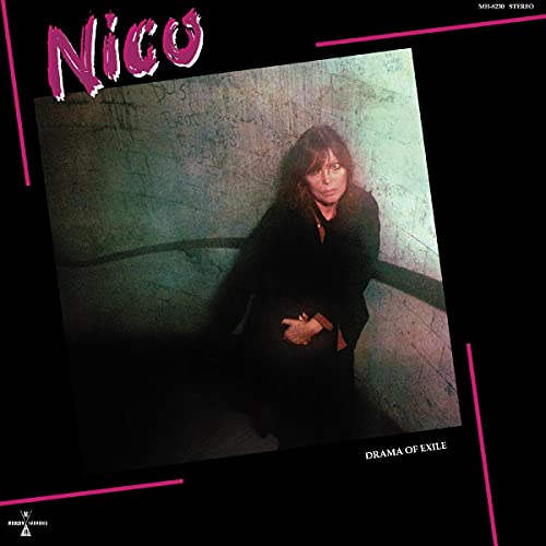 Nico album cover, “Drama of Exile”, portrait against a textured wall.