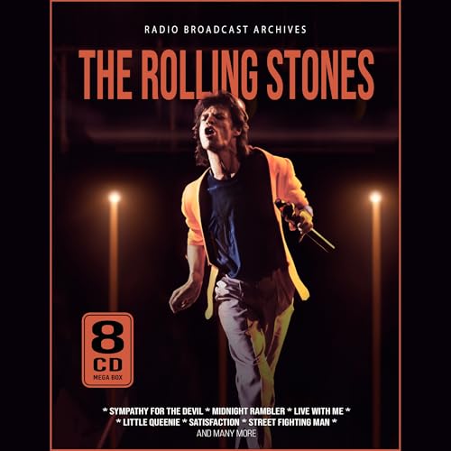 Mick Jagger performing on stage for The Rolling Stones 8-CD radio broadcast archives set.