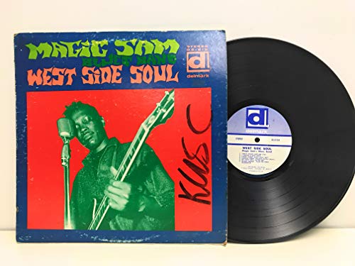 Magic Sam's "West Side Soul" vinyl record and album cover shown.