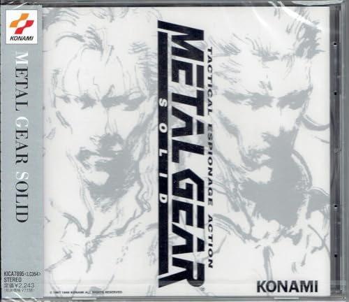 CD case for “Metal Gear Solid” soundtrack with gray facial imagery.