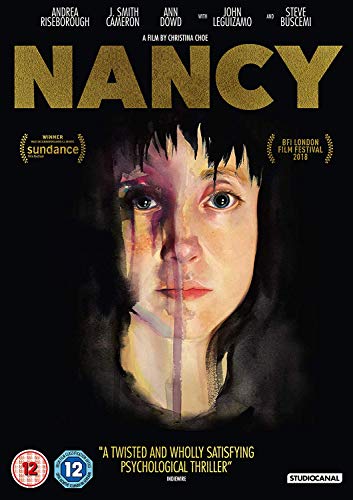 DVD cover for "Nancy" featuring a distressed woman’s split-tone portrait.