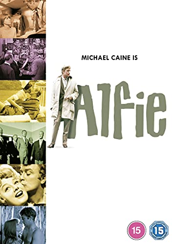 DVD cover for Alfie featuring Michael Caine with a montage of film scenes.