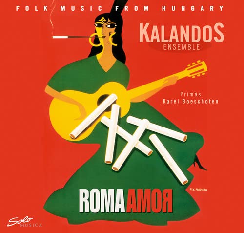 CD cover: stylized illustration of a woman with a guitar, red background.