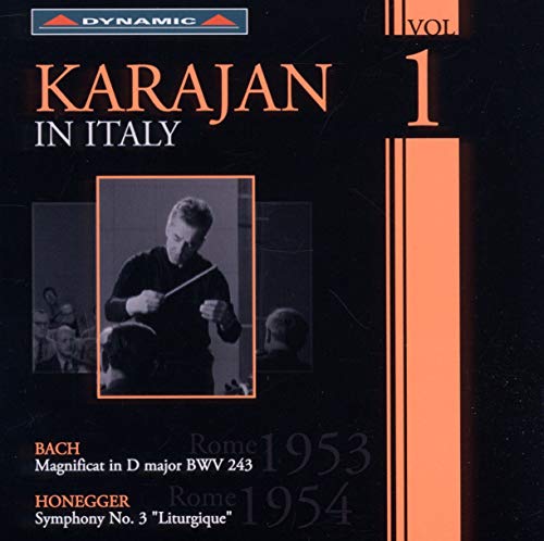 CD cover: Herbert von Karajan conducting, with text “Karajan in Italy.”