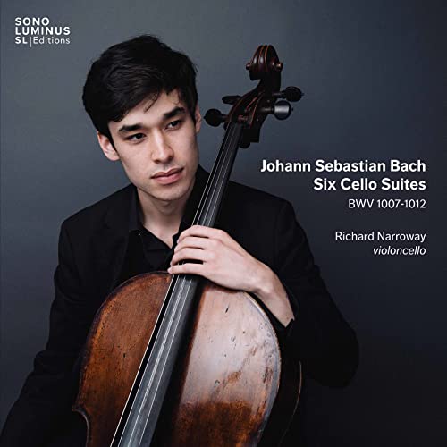Cellist Richard Narroway on CD cover for Bach’s Six Cello Suites.
