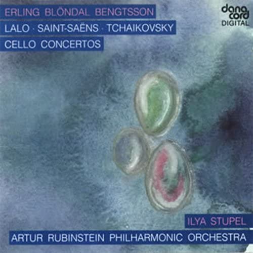 CD cover for cello concertos by Lalo, Saint-Saens, and Tchaikovsky.