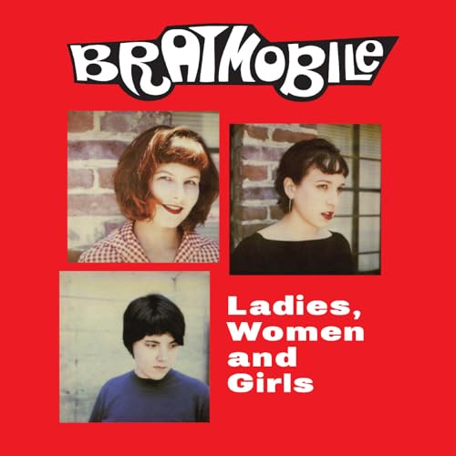 Bratmobile album cover with three black and white portrait photos.