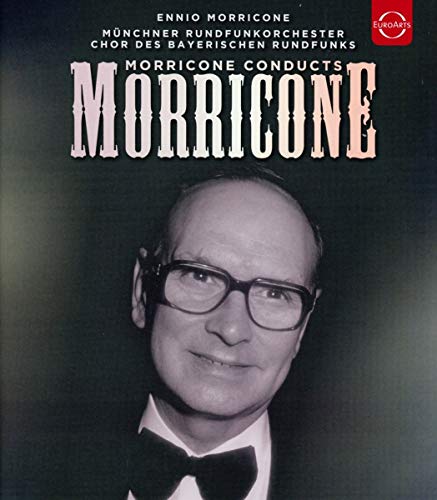 Ennio Morricone portrait on Blu-ray cover, wearing glasses and a bow tie.