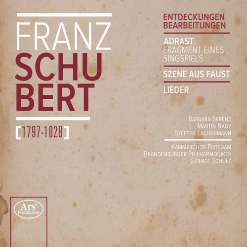 CD cover for Franz Schubert's "Fragments, Discoveries, Adaptions" with text details.