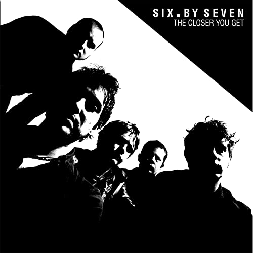 Black and white album cover featuring a band portrait, Six By Seven.