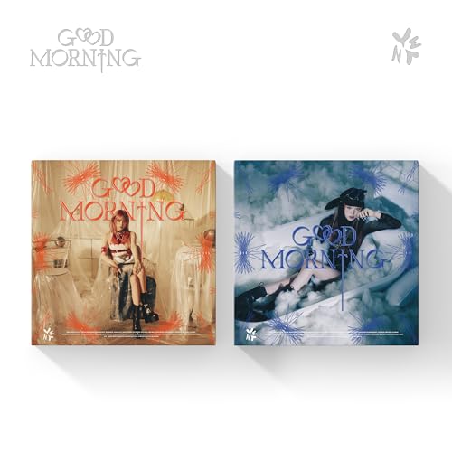 Two "Good Morning" CD covers featuring Yena in different settings.